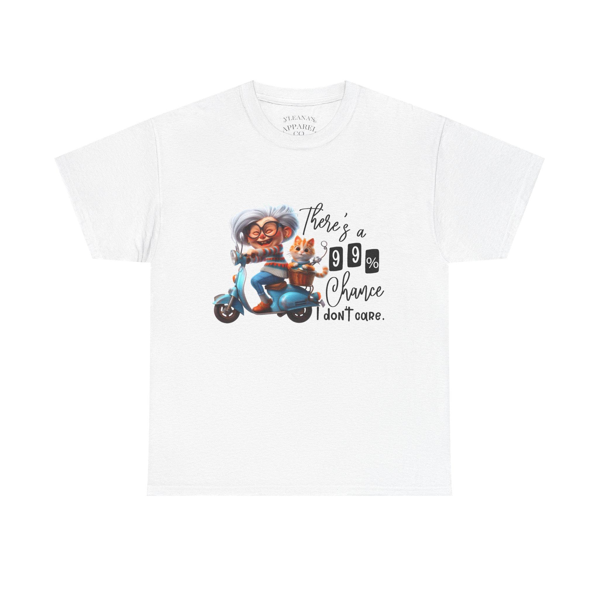 There's a 99% Chance I Don't Care Tee | Funny Grandma Scooter Illustration