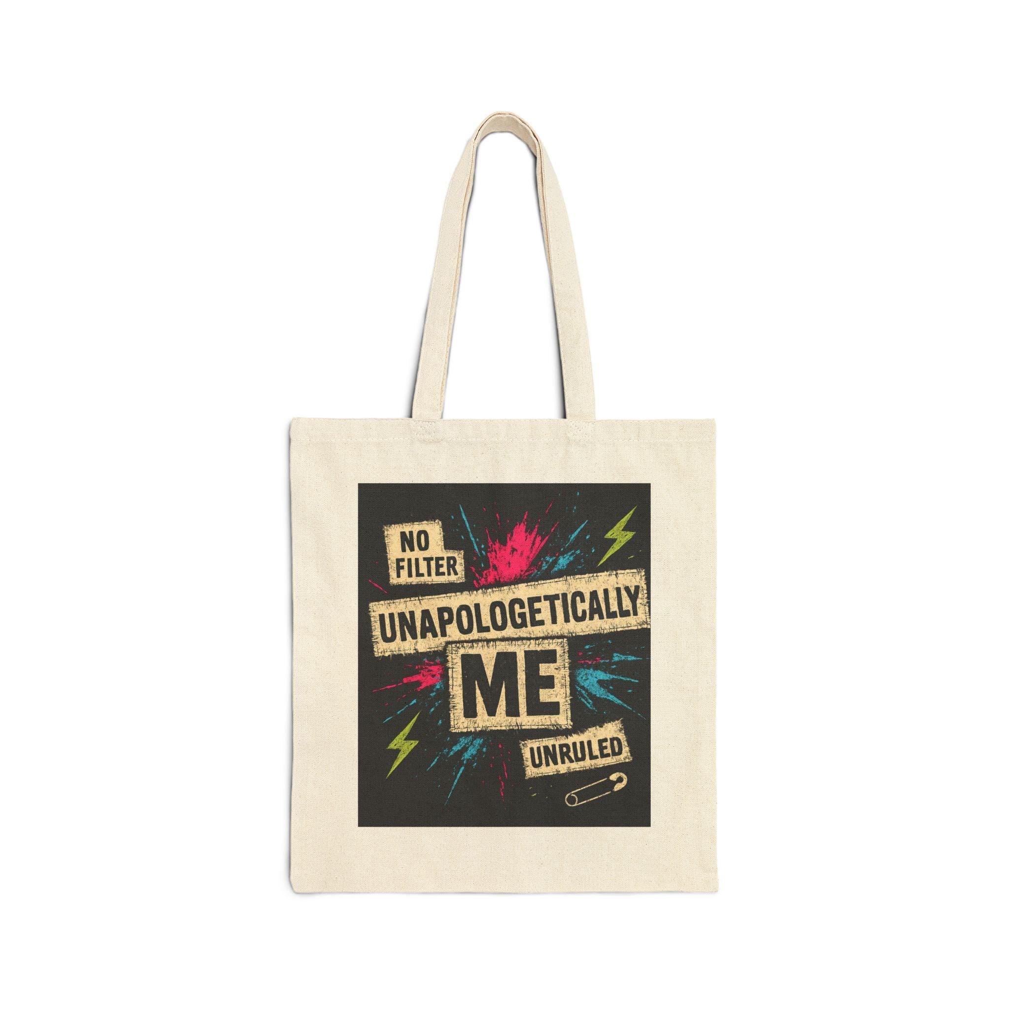 Unapologetically Me Tote Bag | Bold Typography, Colorful Lightning Graphic