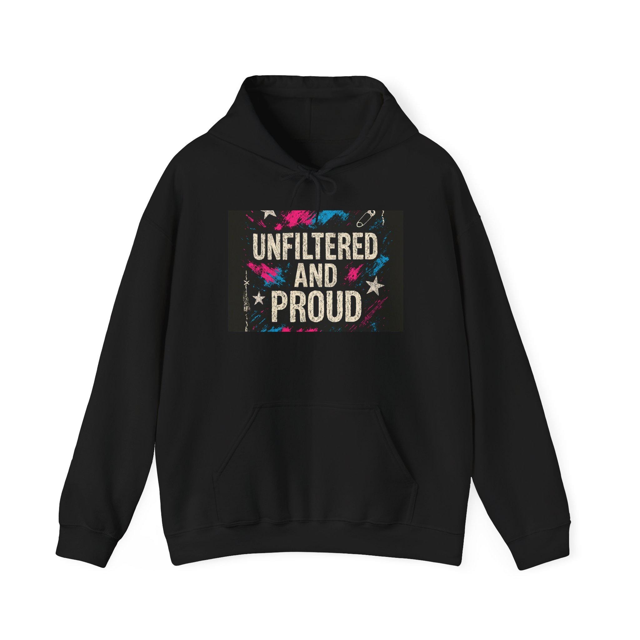 Unfiltered and Proud Hoodie | Colorful Stars Graphic