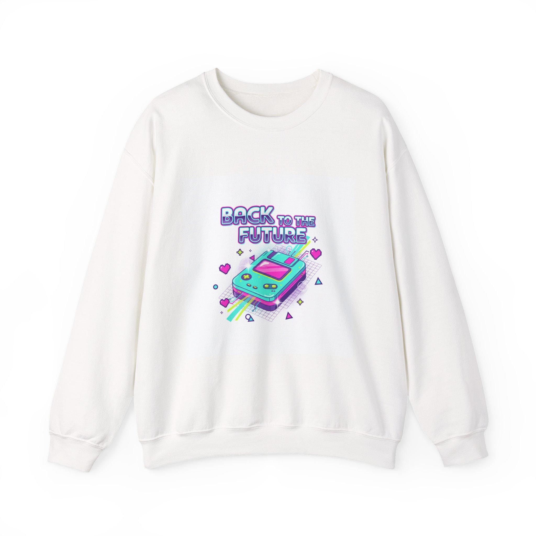 Y2K Cyber Holo 'Back to the Future' Crewneck Sweatshirt | Retro Tech Chrome Text