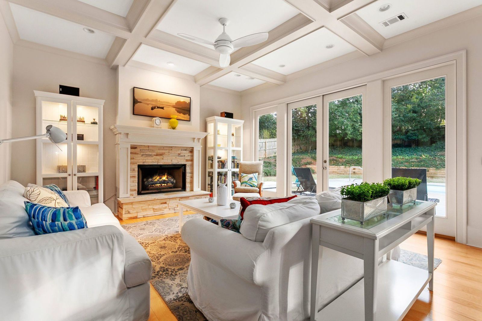 Living room with fireplace, after the professional reshoot