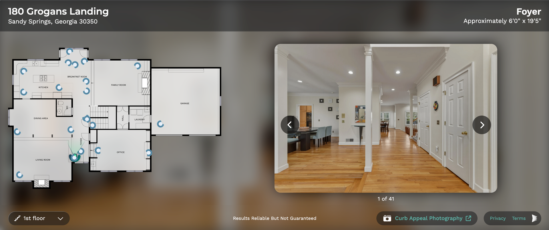 Preview of the interactive floor plan and room photography
