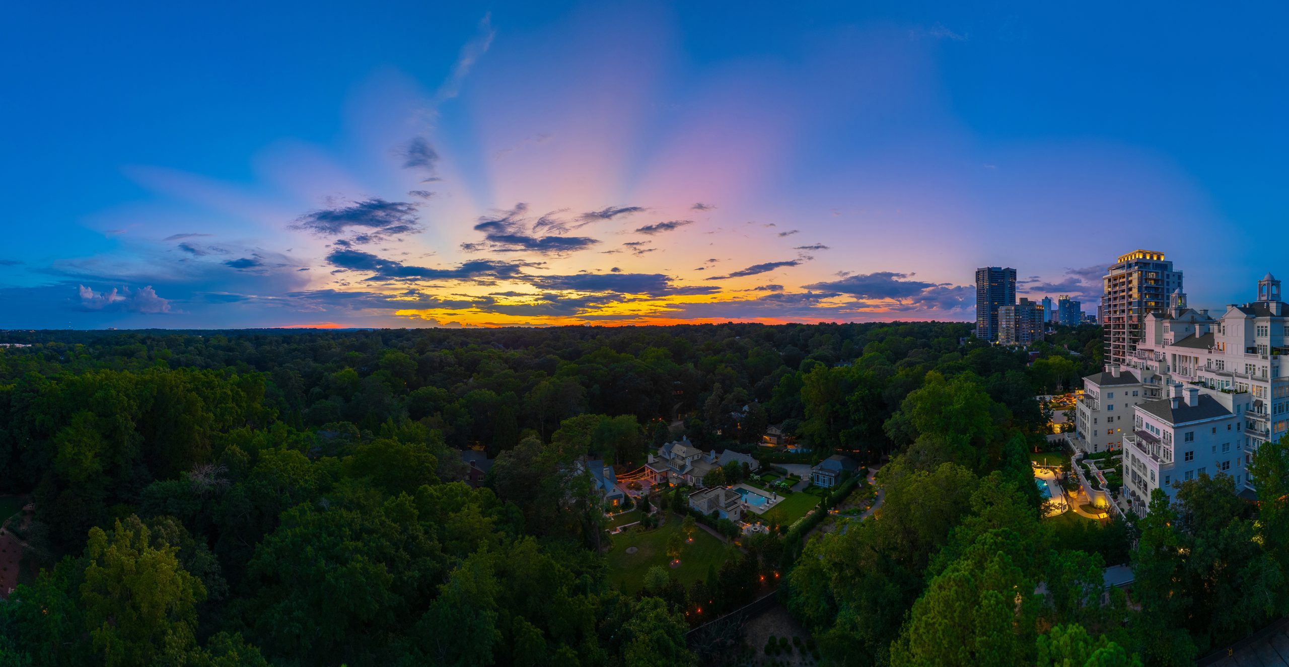 Panoramic sunset over Atlanta from Peachtree Street