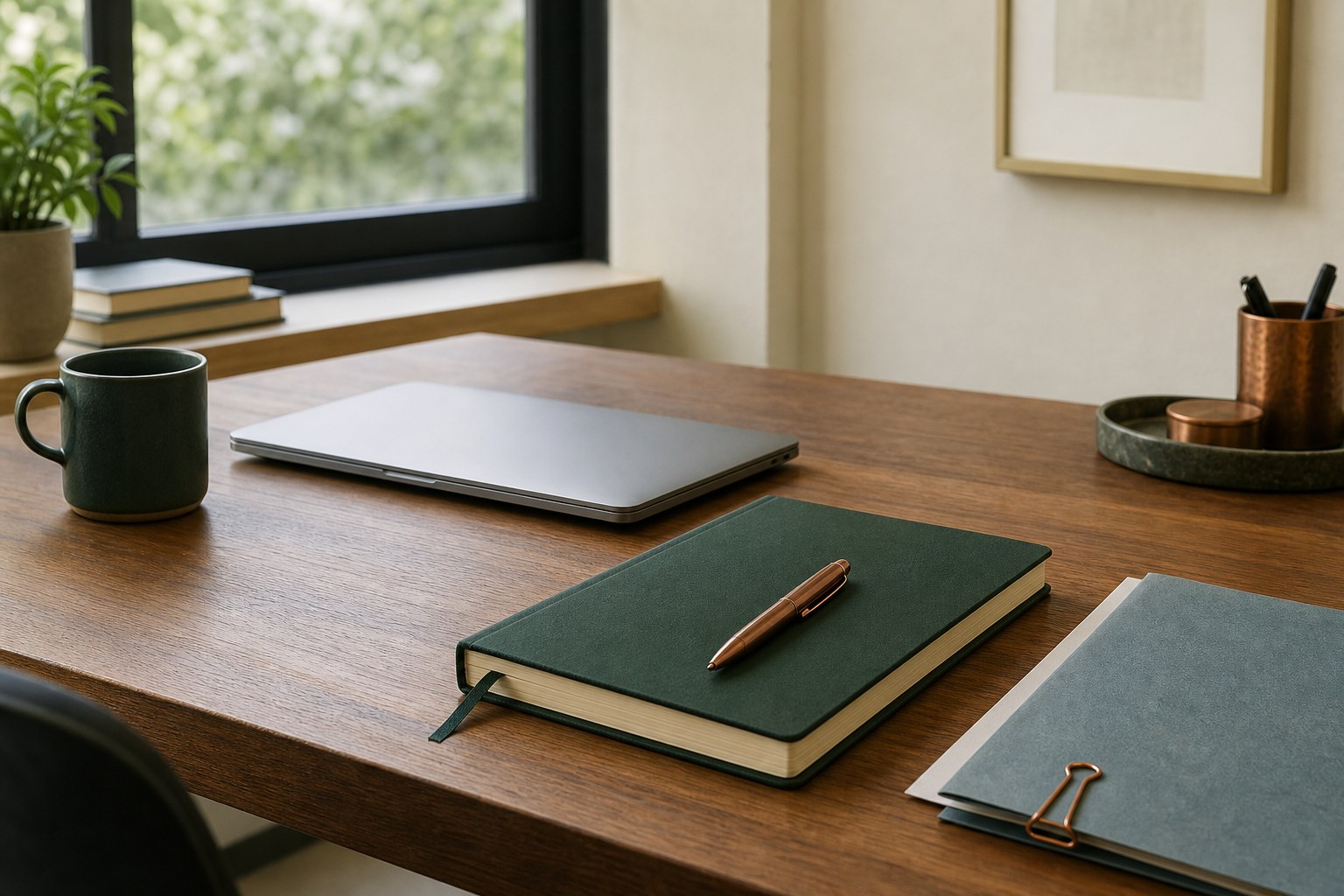 Business desk prepared for an AI policy decision