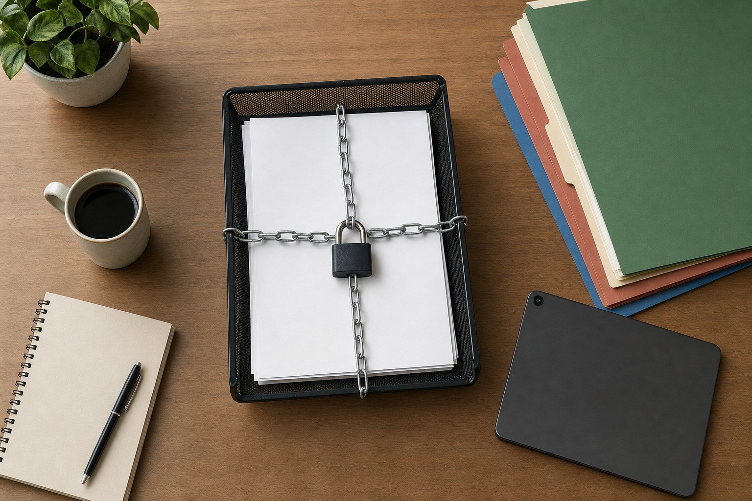 Protected business documents organized for a data handling review