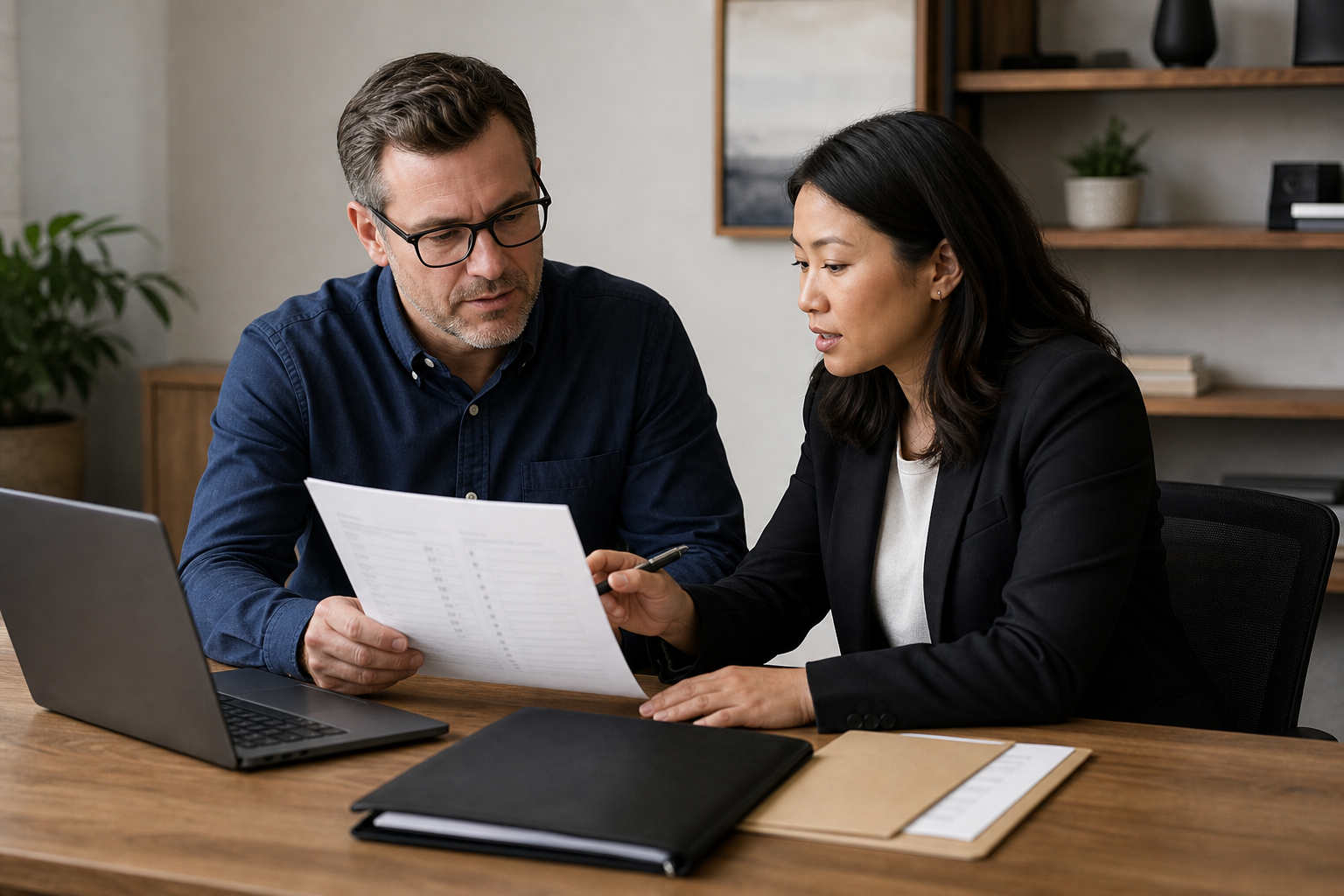 Business owner and advisor reviewing a practical security routine