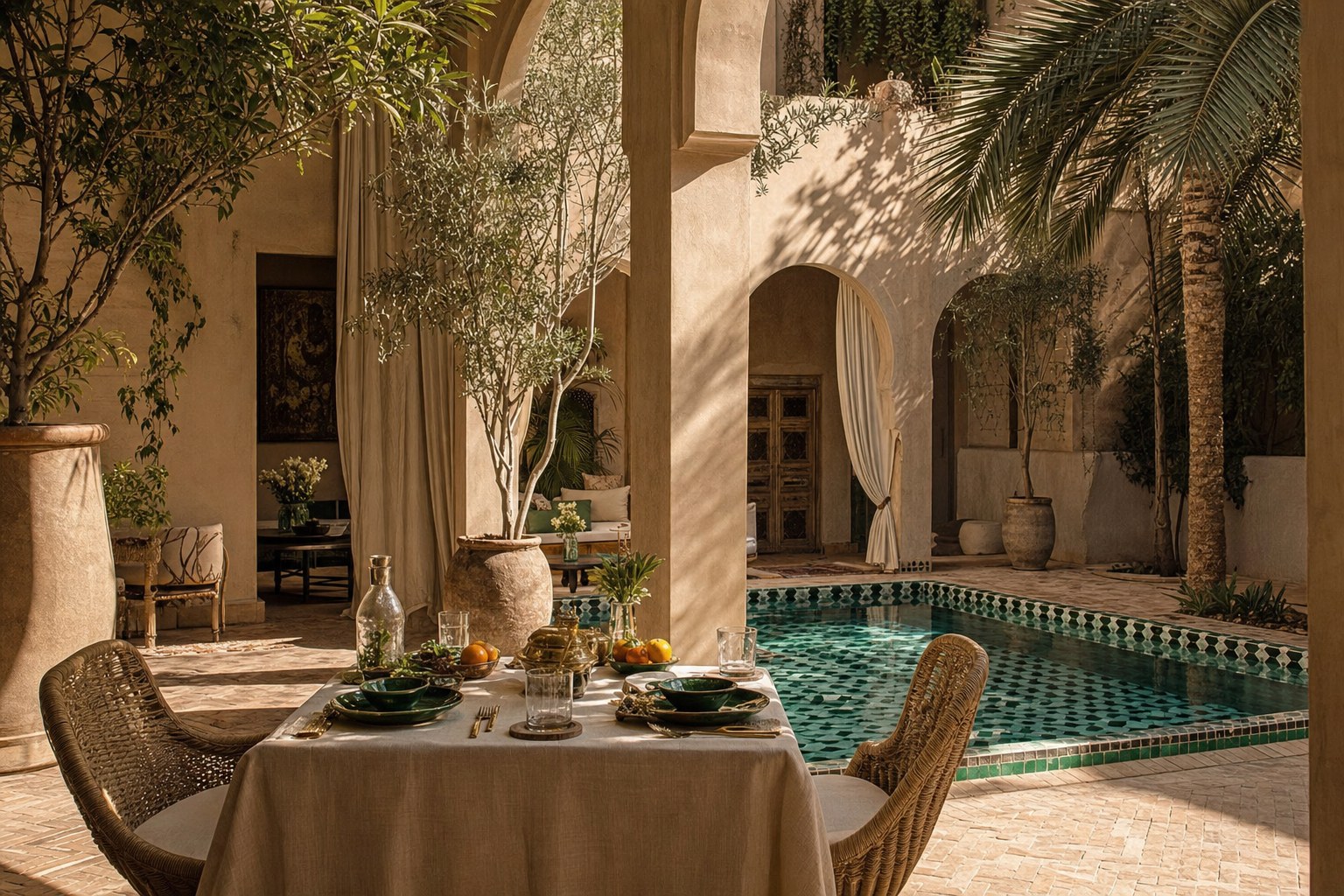 A calm riad courtyard