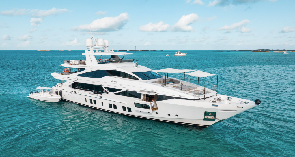 Private yacht on turquoise water