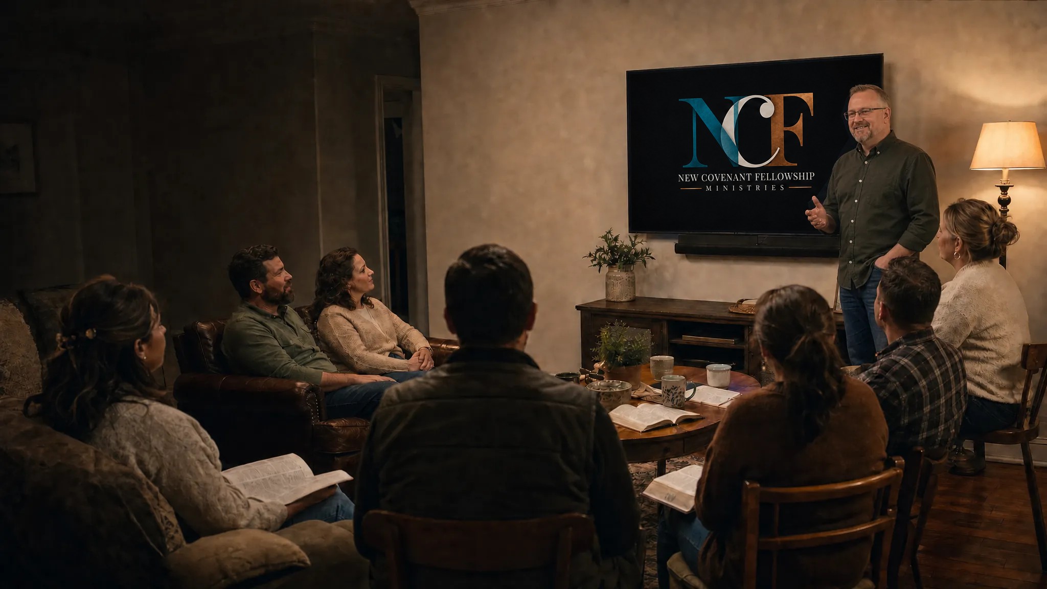 New Covenant Fellowship Bible study gathered together