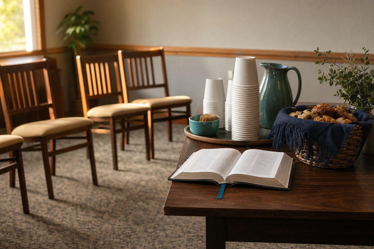 A welcoming table prepared for Bible Study
