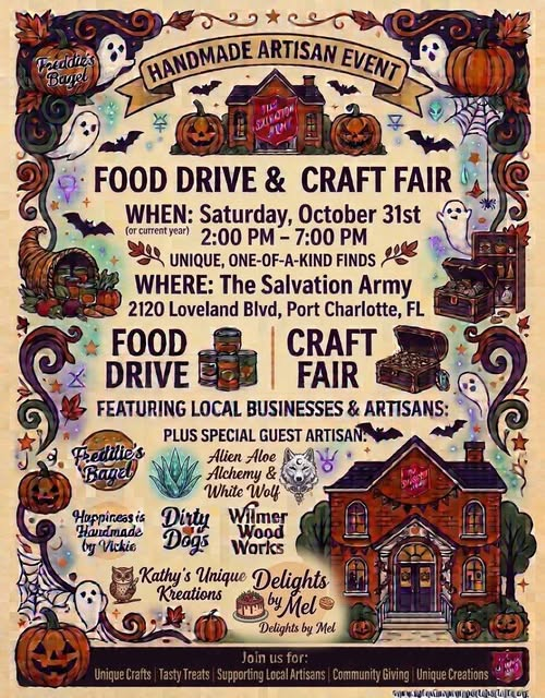 Food Drive & Craft Fair flyer: Saturday, October 31, 2026, 2:00 PM to 7:00 PM, The Salvation Army, 2120 Loveland Blvd, Port Charlotte, FL