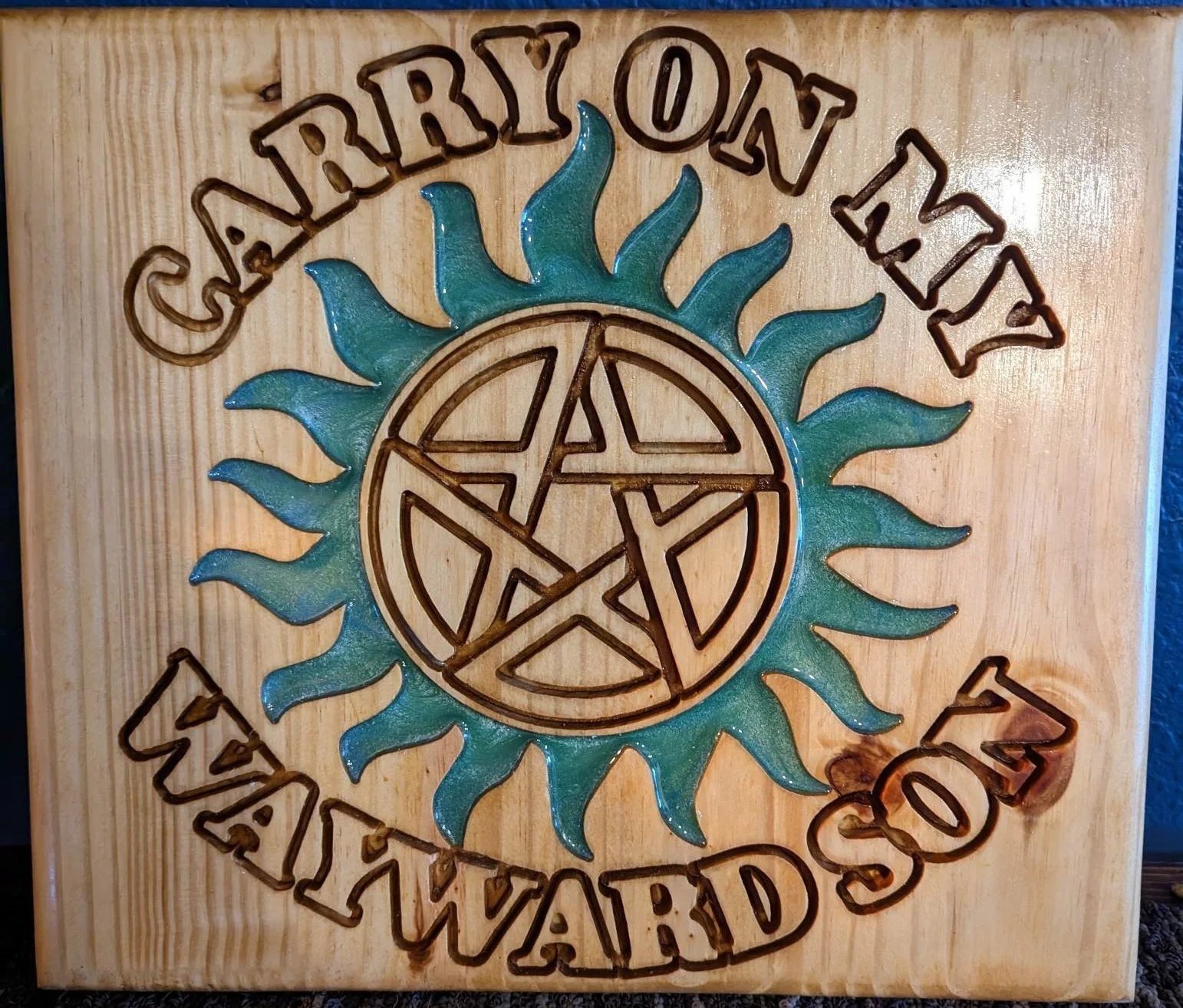Green wood sign
