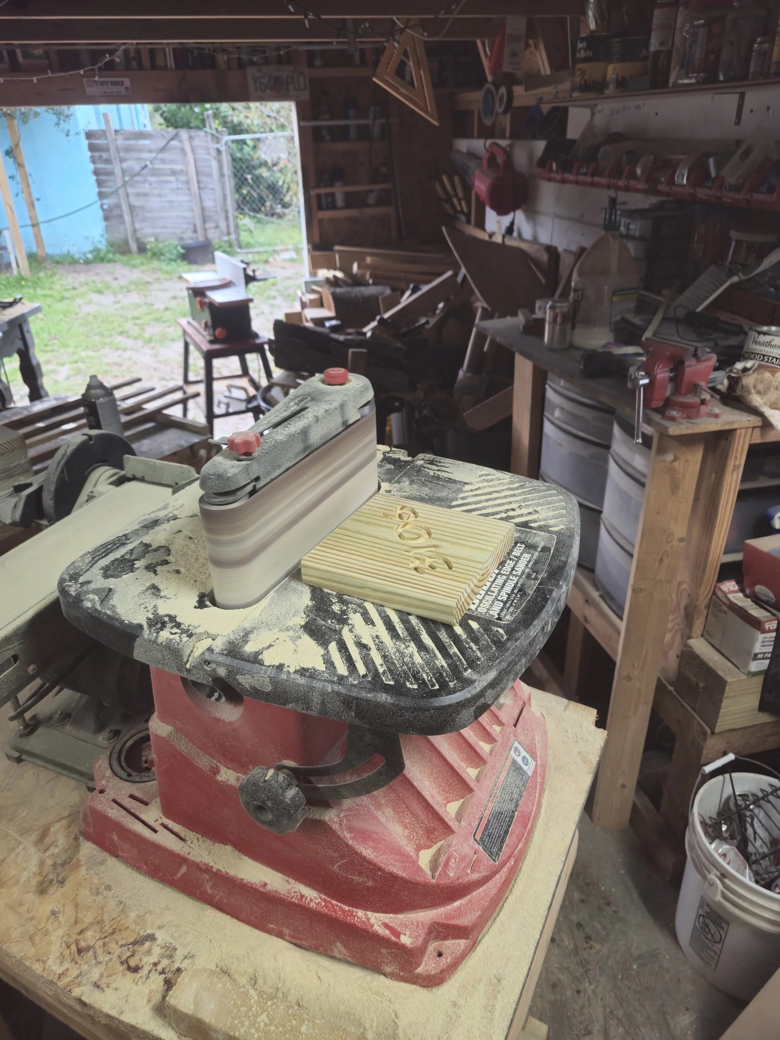 Sanding a woodworking project