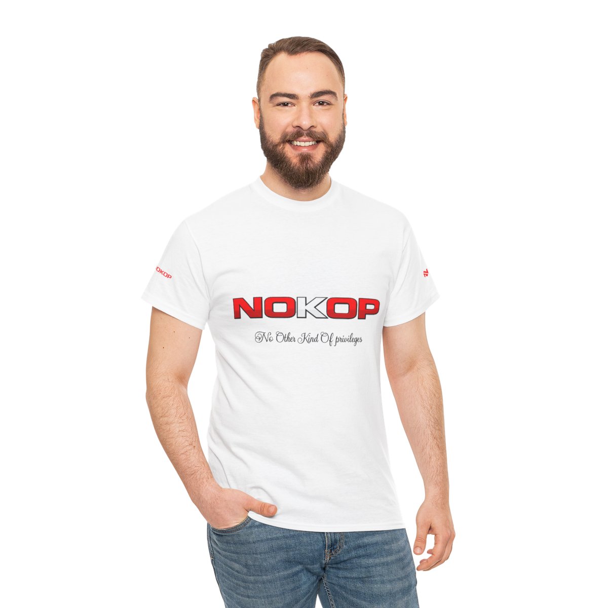 NoKOP logo T-shirt product photograph
