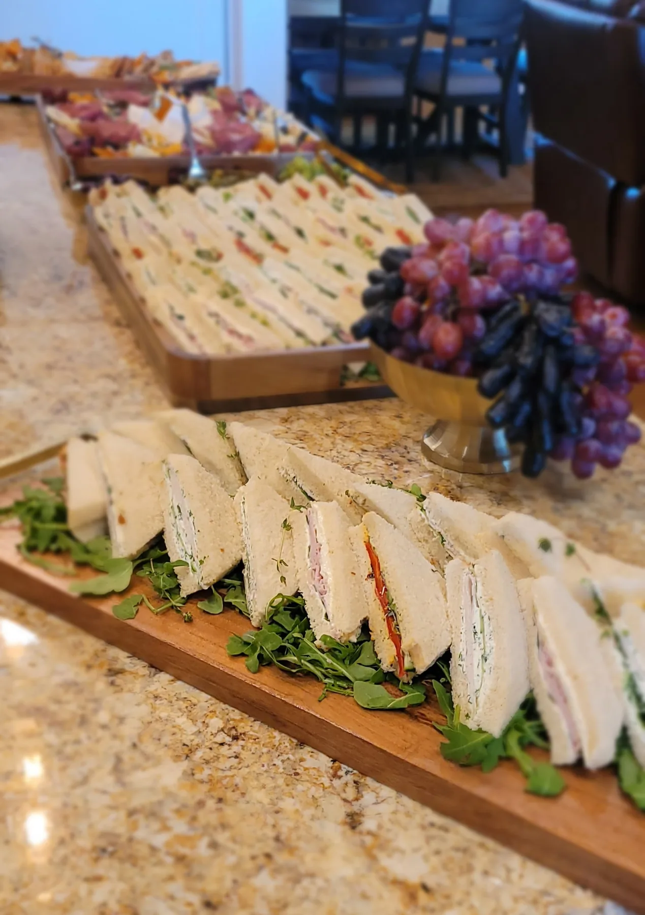 Fresh sandwiches presented for an event