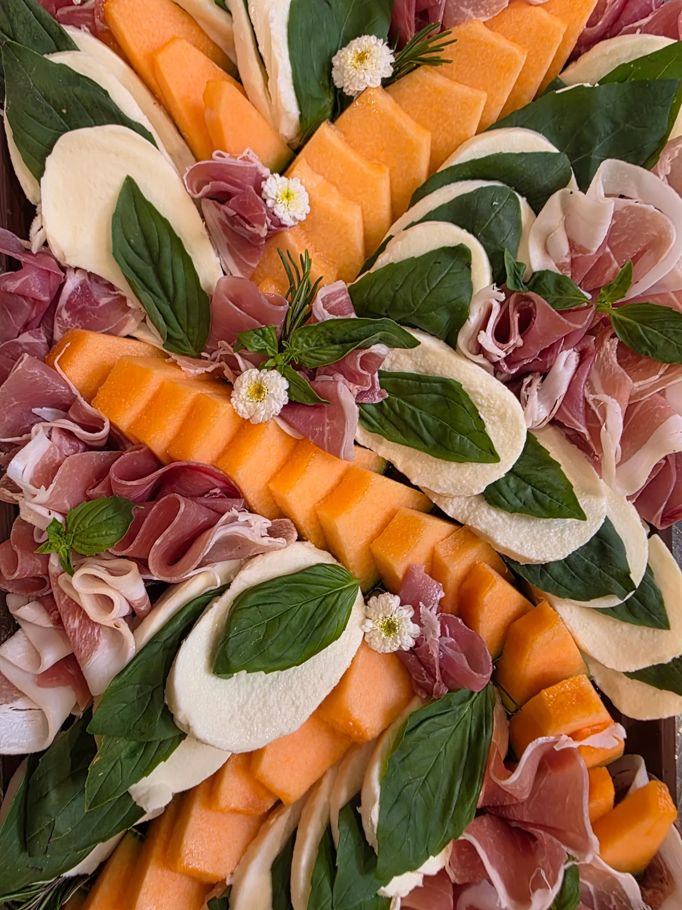 A close-up of a colourful grazing display