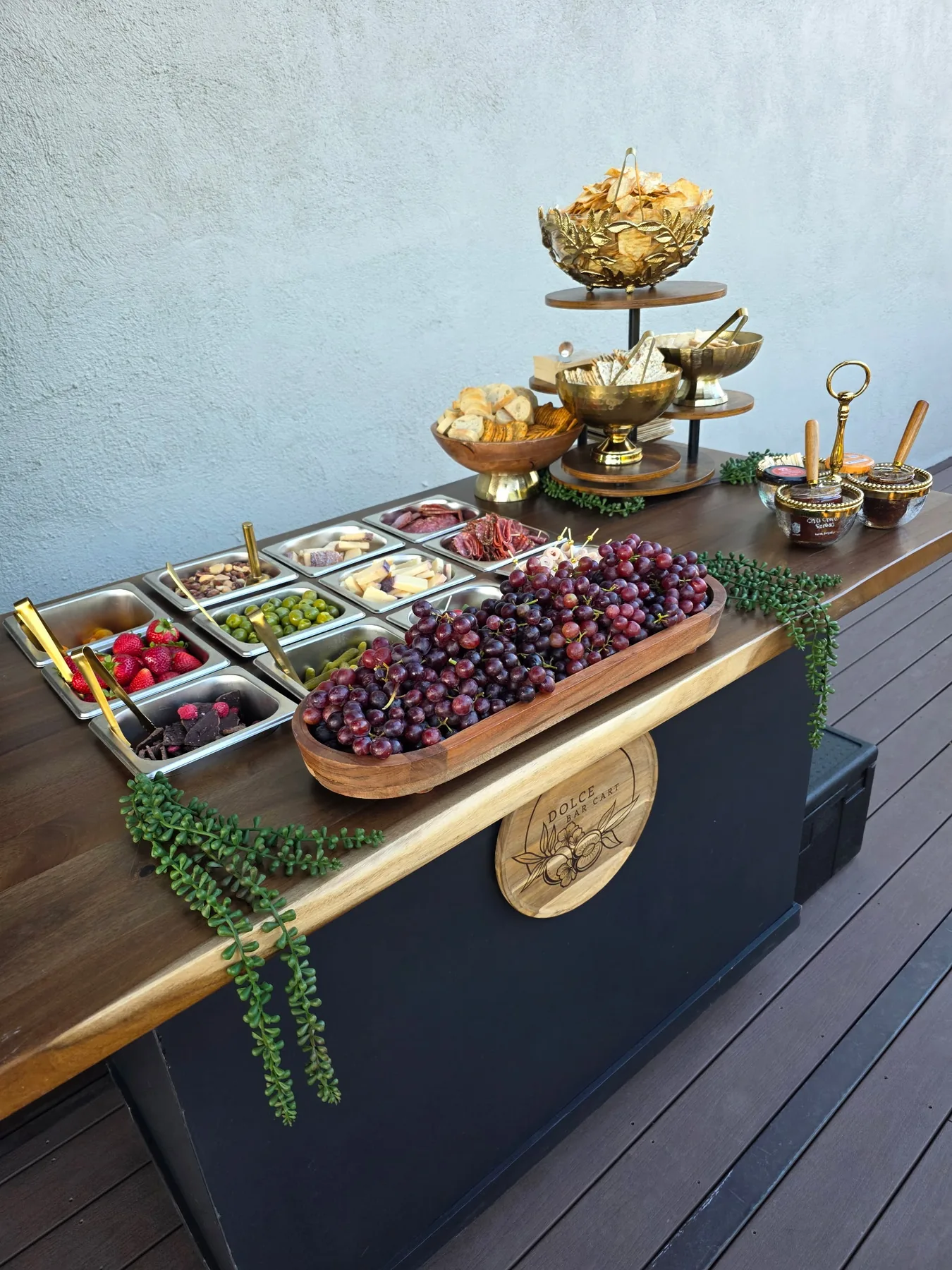 An elevated grazing display for an event