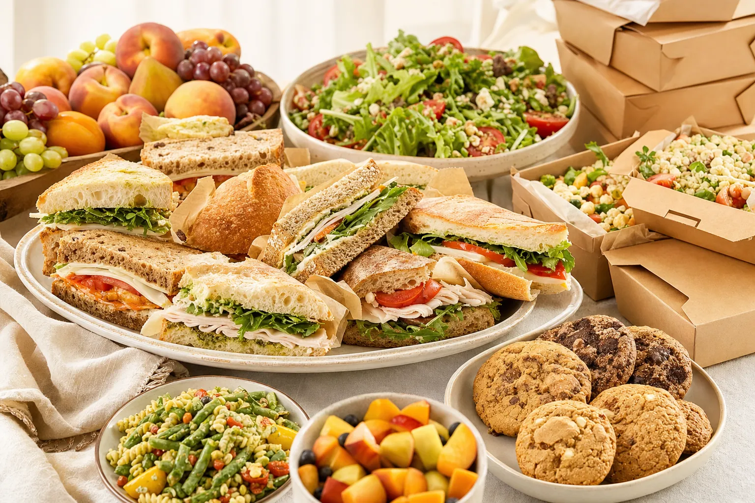 Focaccia sandwiches with fresh market ingredients