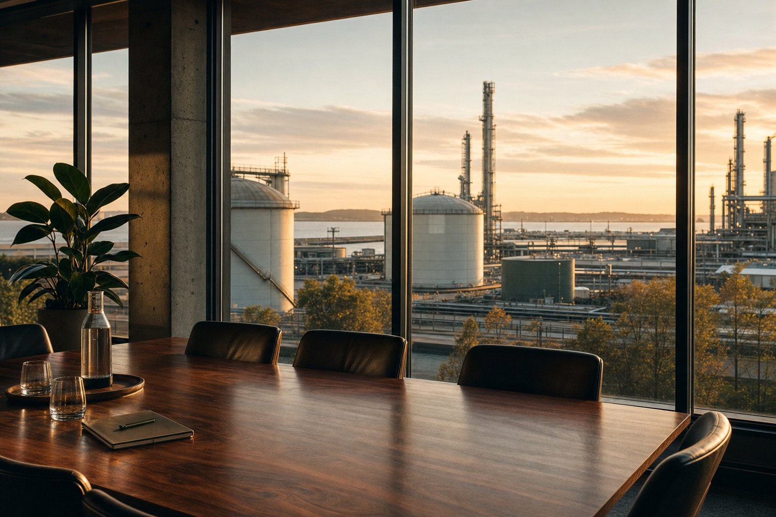 Industrial operations viewed from a boardroom