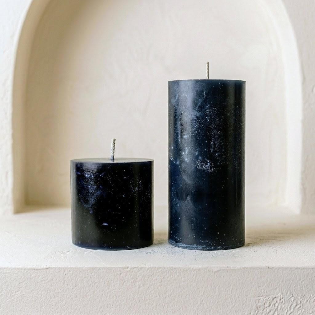 Abyss Smooth Artisan Pillar Candle Duo | The Ocean Series | Hand-Poured Finish | Unscented