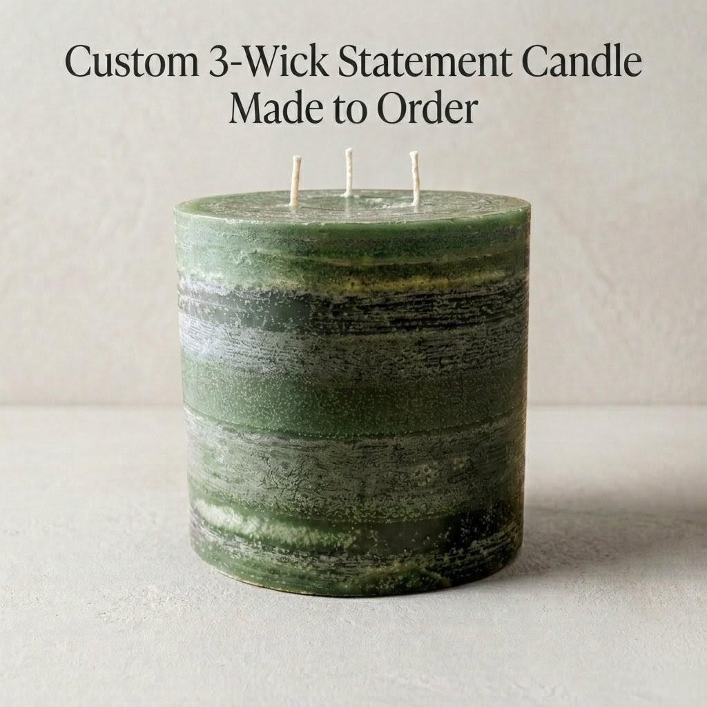 Custom 3-Wick Statement Pillar: 6" Architectural Centerpiece