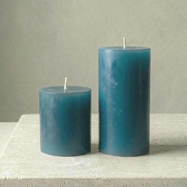 Lagoon Smooth Artisan Pillar Candle Duo | The Ocean Series | Hand-Poured Finish | Unscented