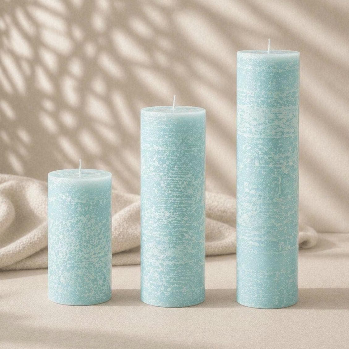 Seafoam Grand Pillar Set | The Ocean Series | 6, 9, 12 Inch Minimalist Statement Candles