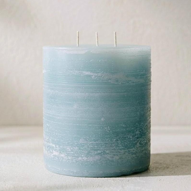 Seafoam Three-Wick 6 Inch Pillar | The Ocean Series | Large Statement Candle | Hand-Poured Minimalist Decor