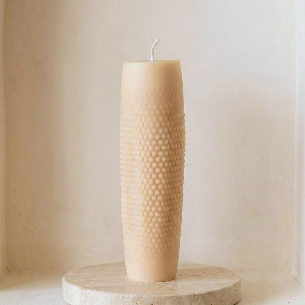 Tall Dotted Soy Pillar: Modern Architectural Centerpiece
