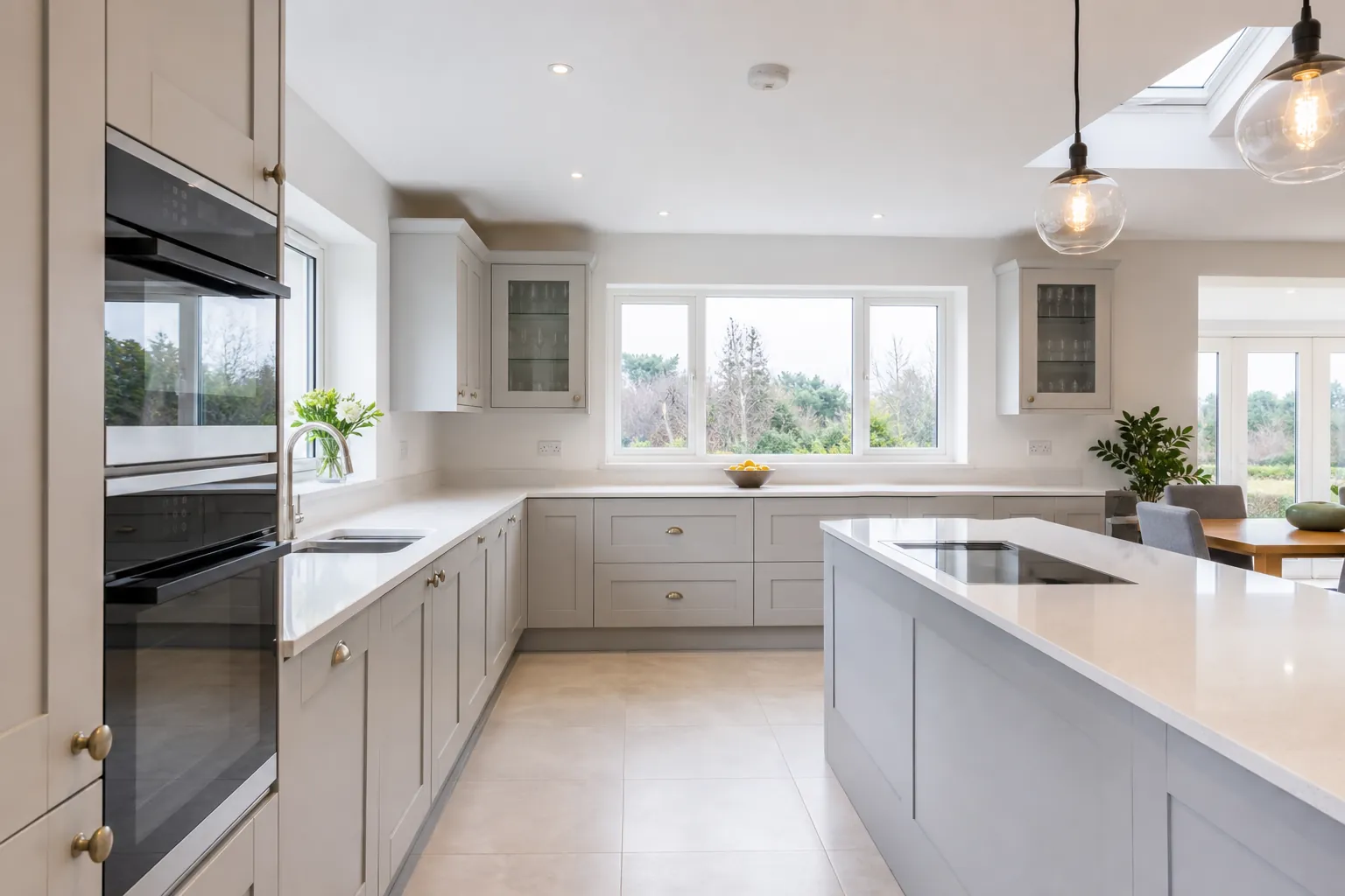 Bright kitchen with clear worktops and natural daylight