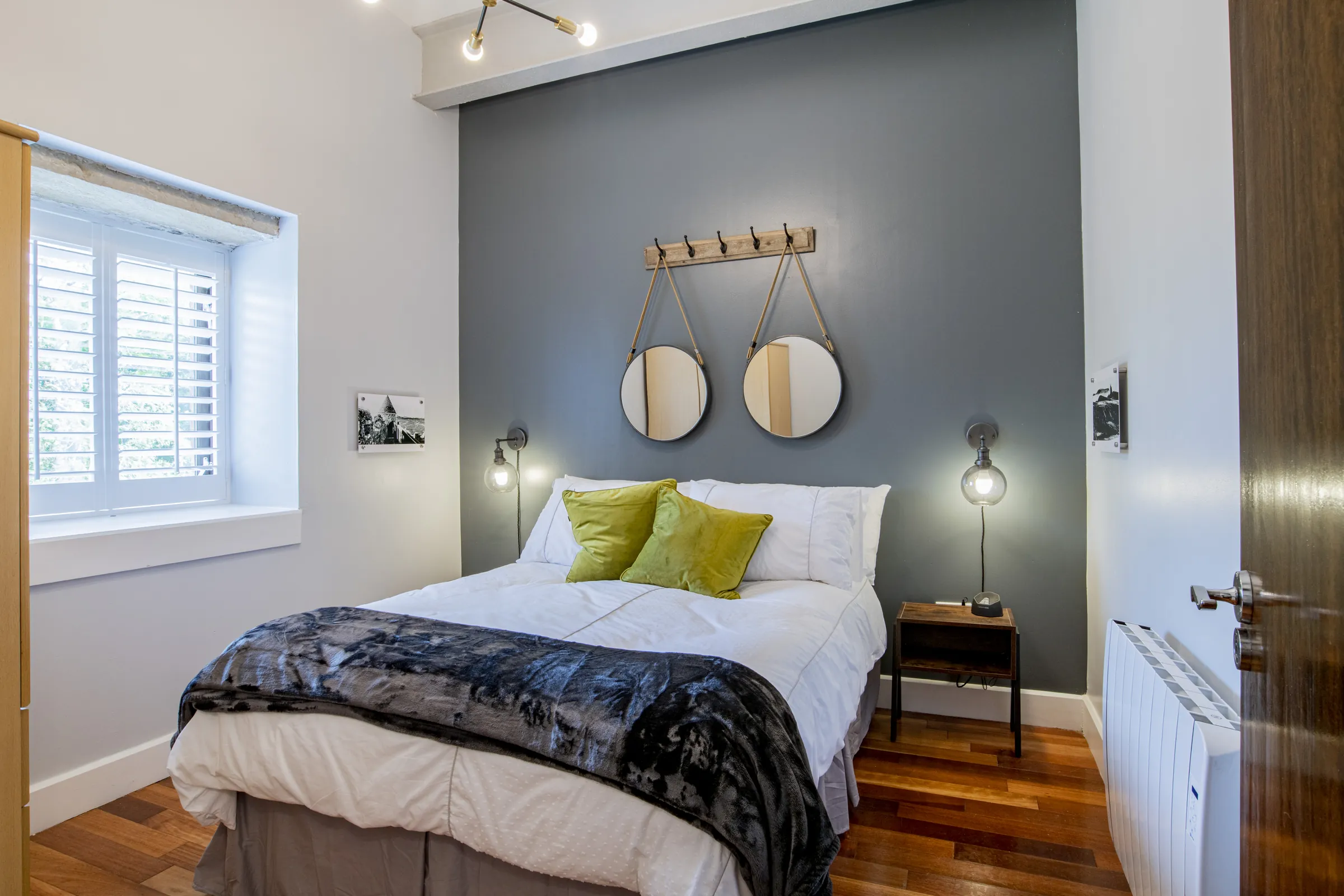 Bedroom with green accents