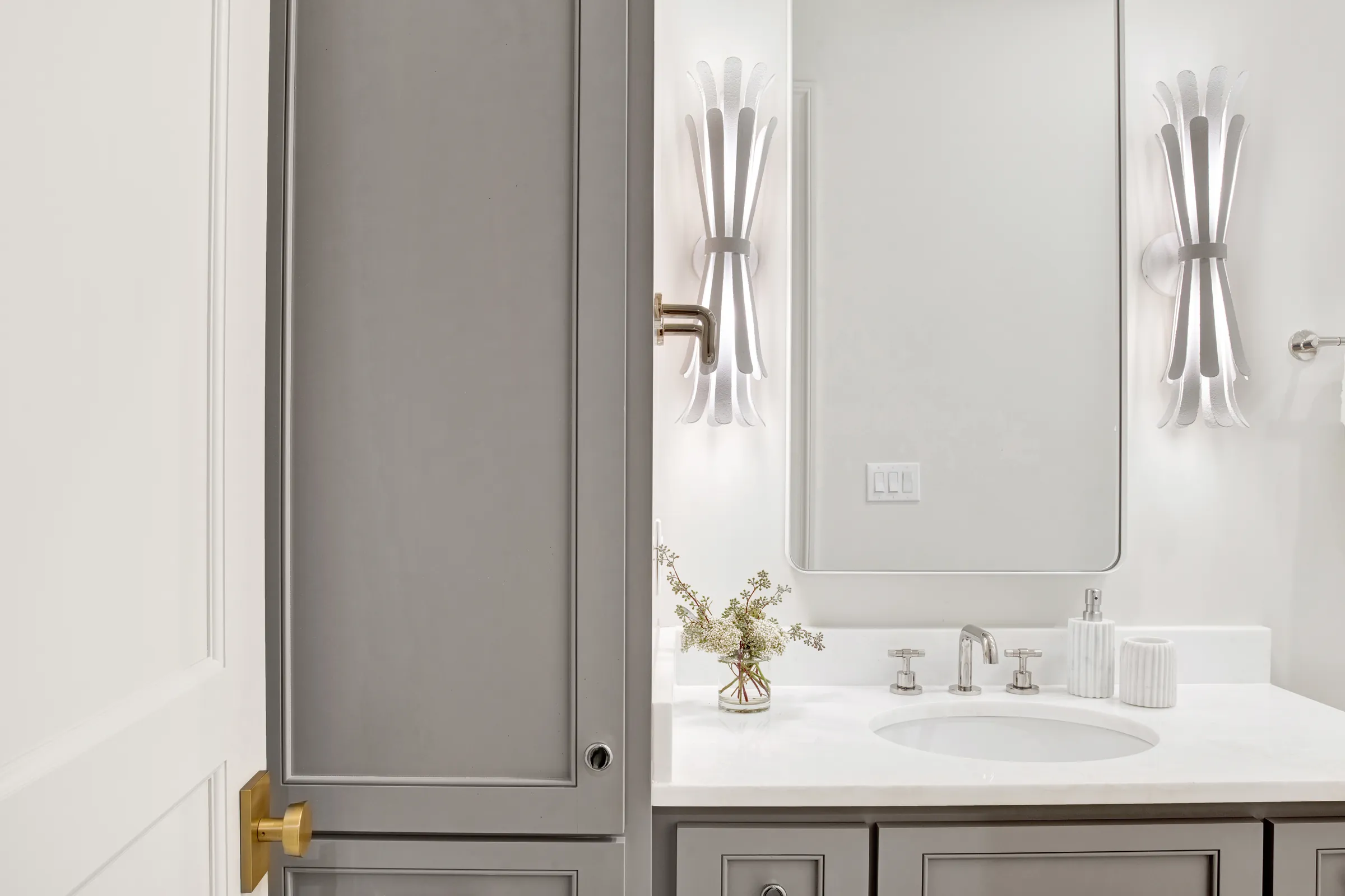Contemporary bathroom with a vanity mirror
