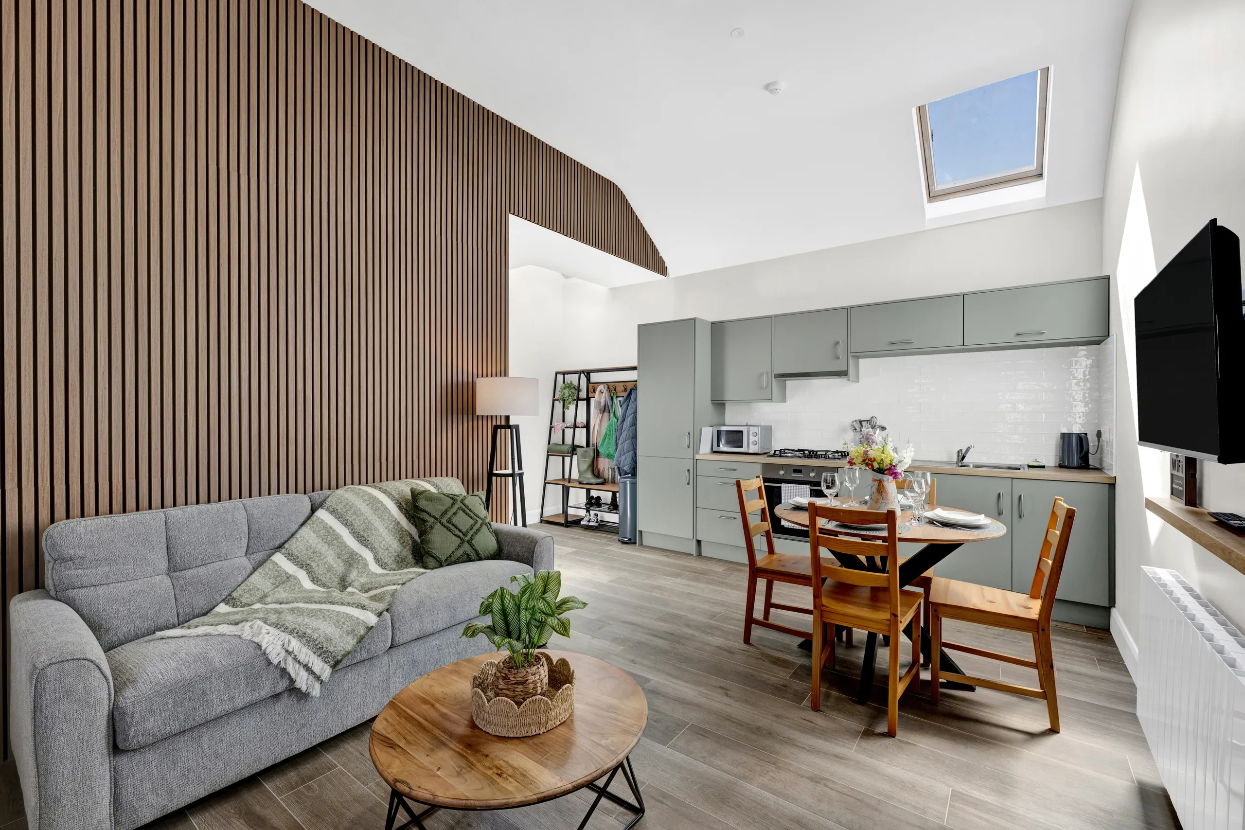 Open-plan living and dining room