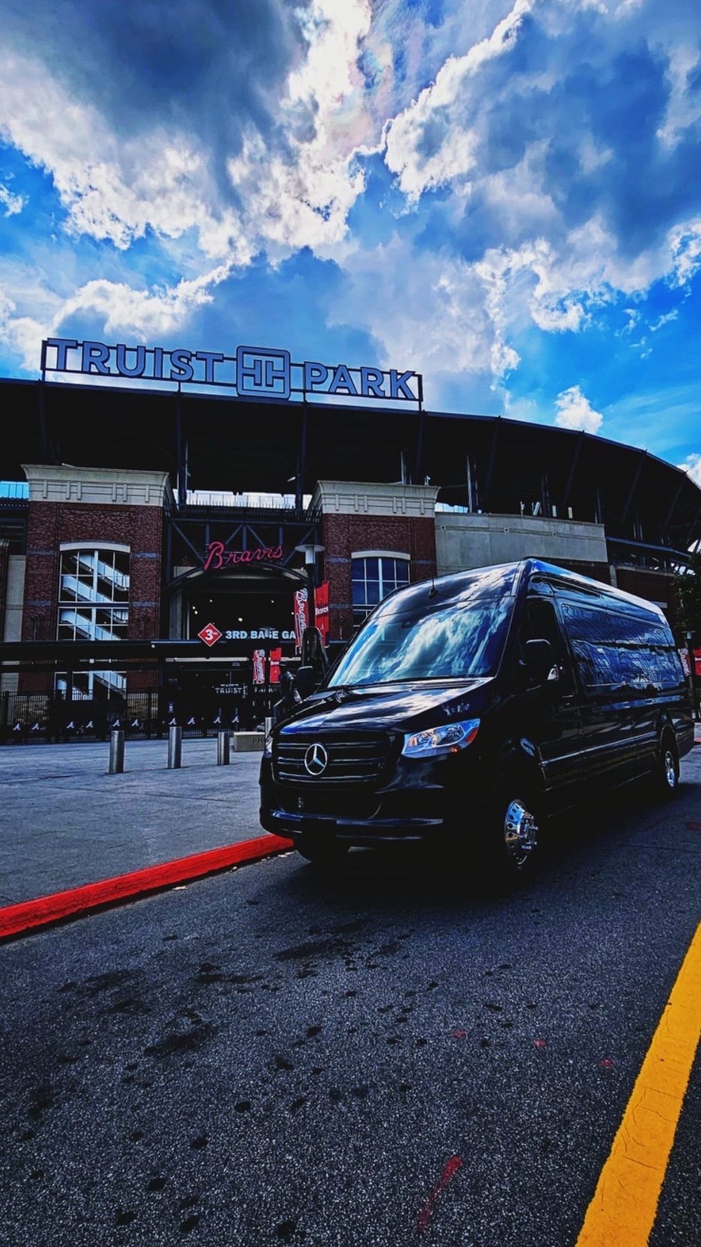 Sprinter outside an Atlanta sports venue