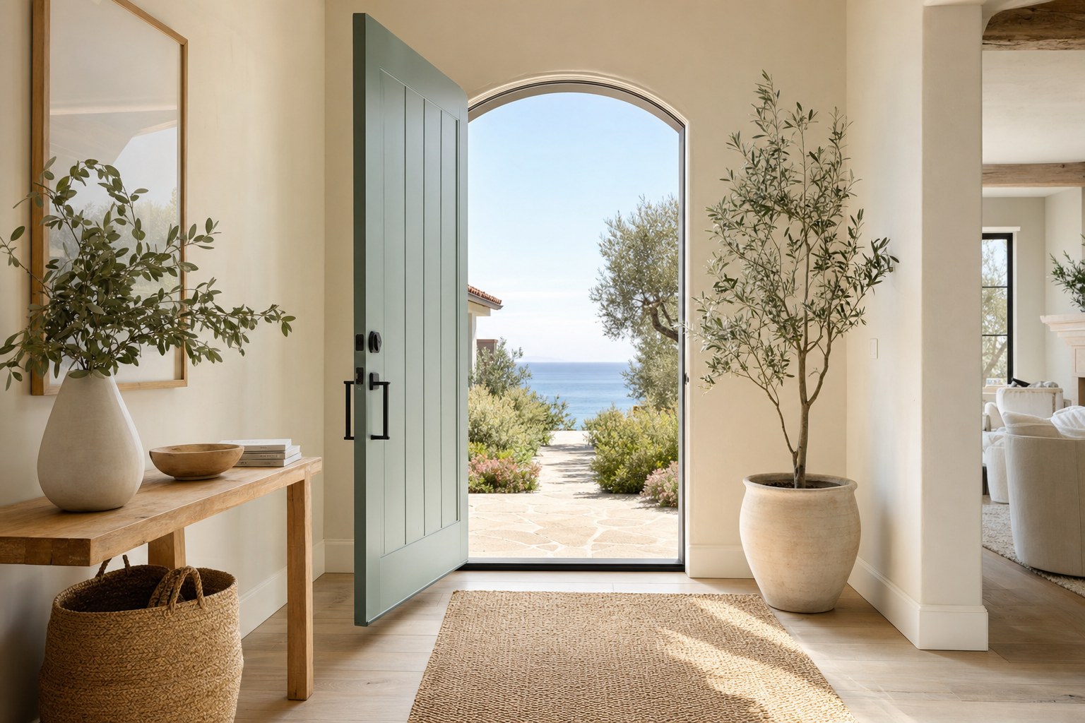 Inviting California home entry ready for cleaning support
