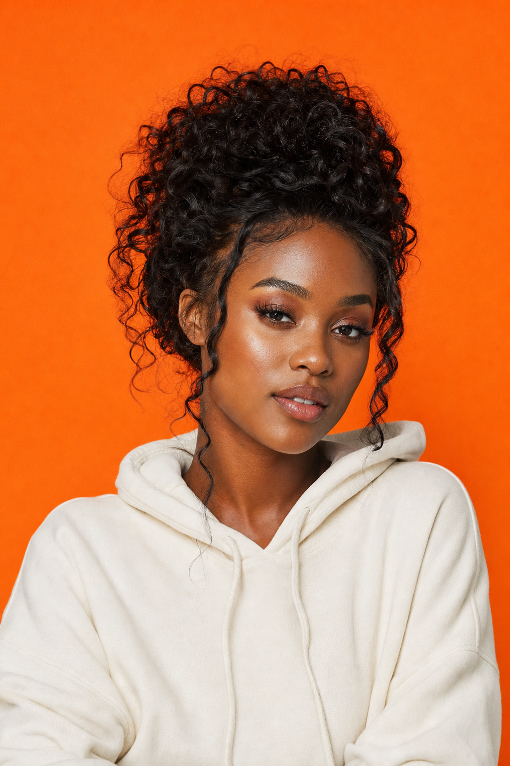Textured curly hair look