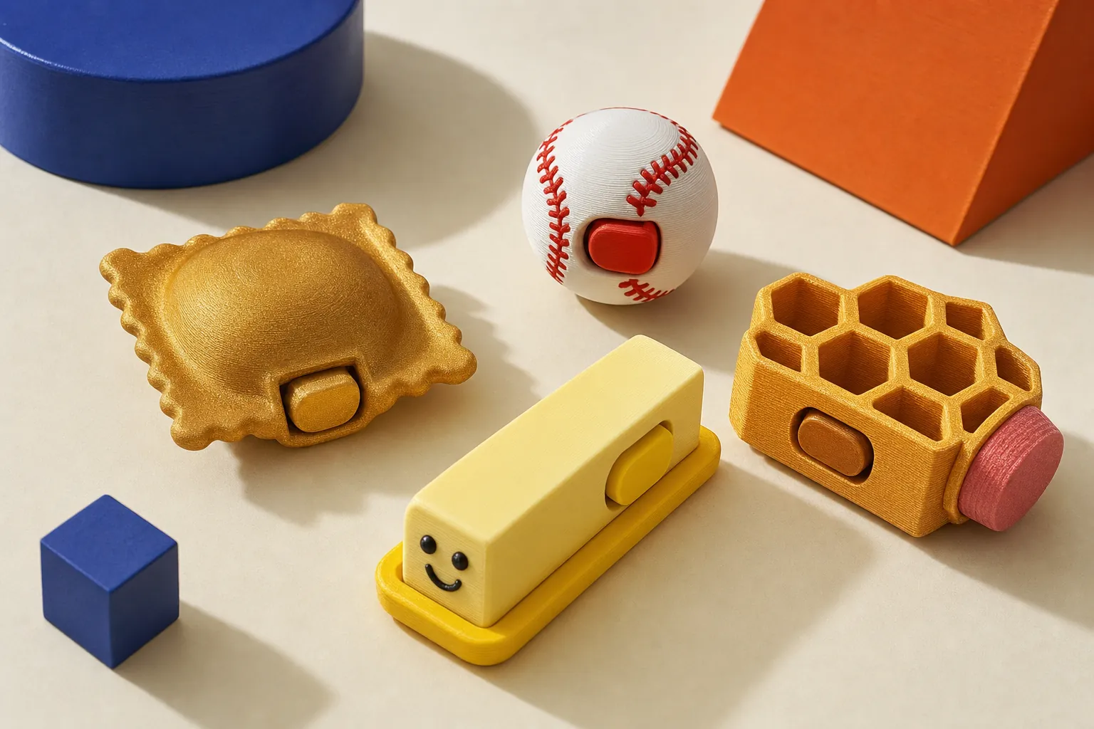 Colorful 3D printed fidget toys