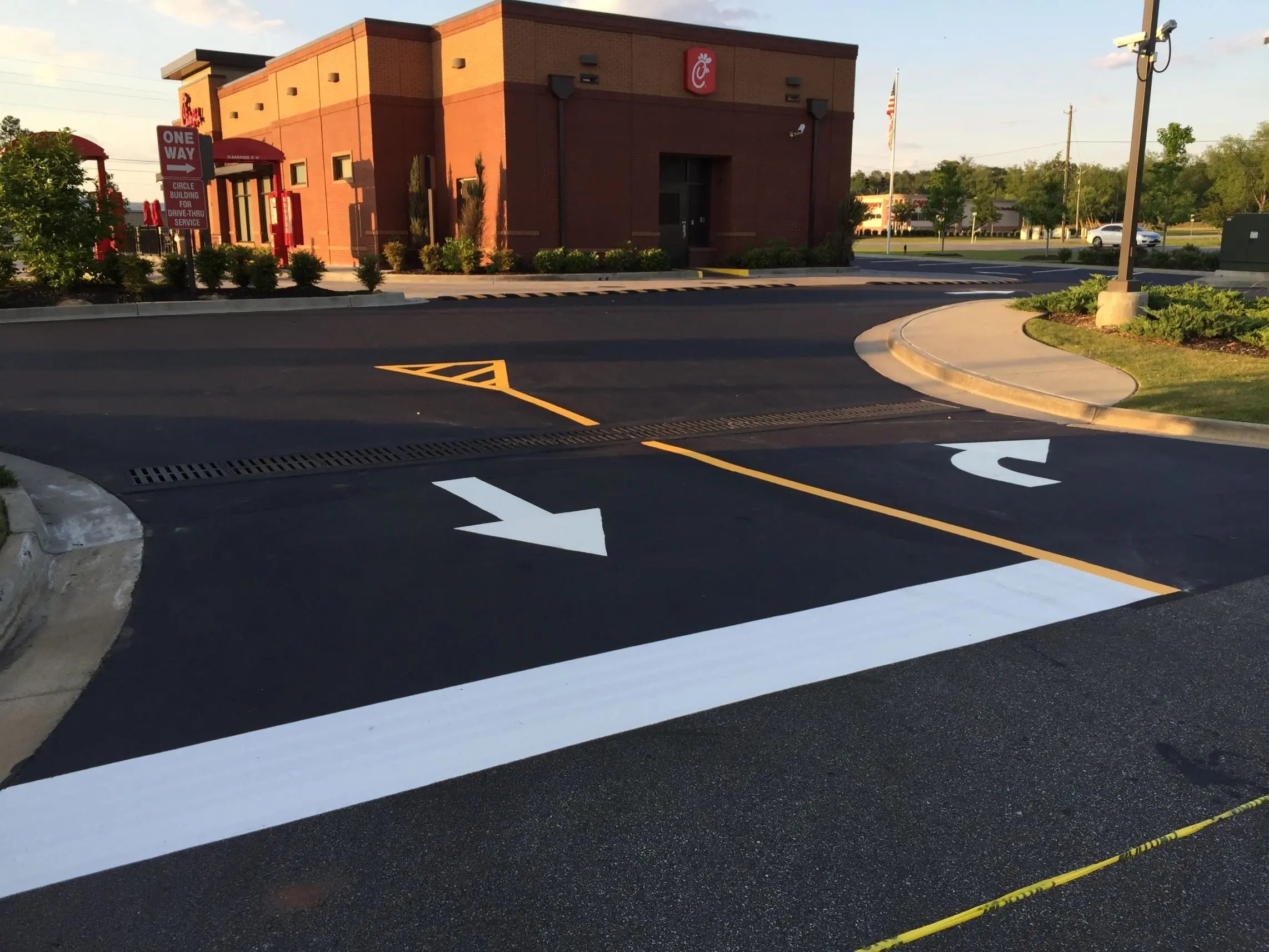 Freshly paved commercial surface after repair