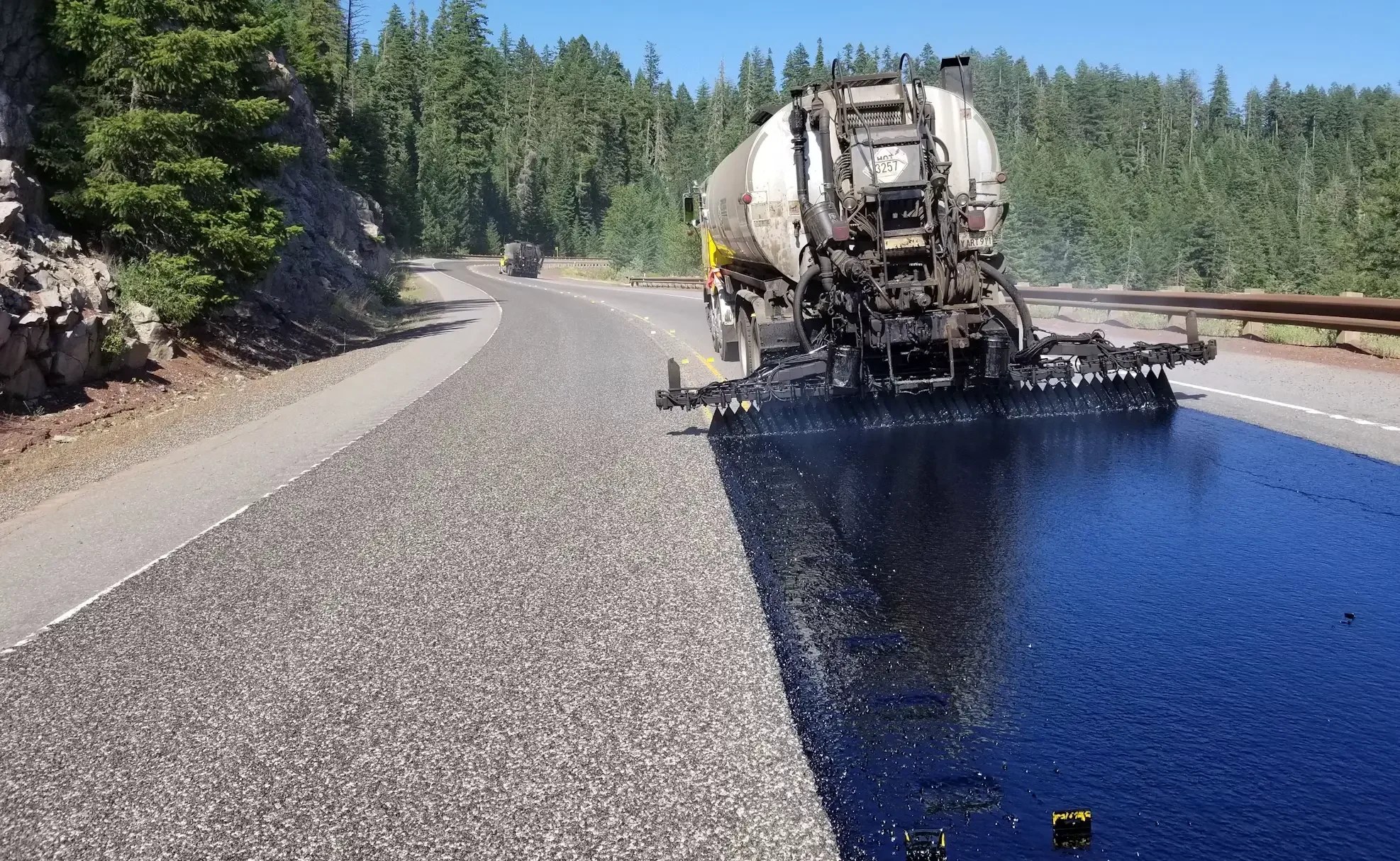 Fresh asphalt paving work in progress