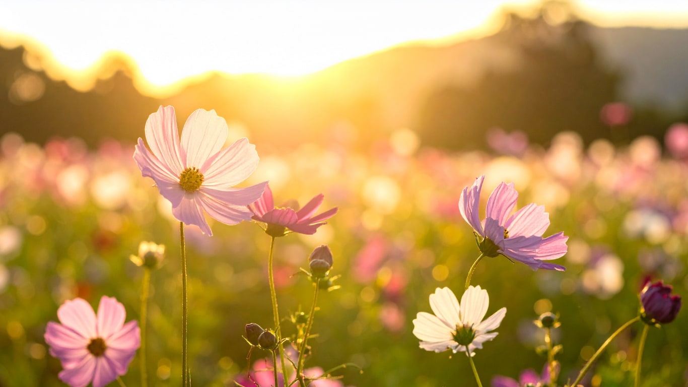 Sunny wildflowers in a peaceful meadow