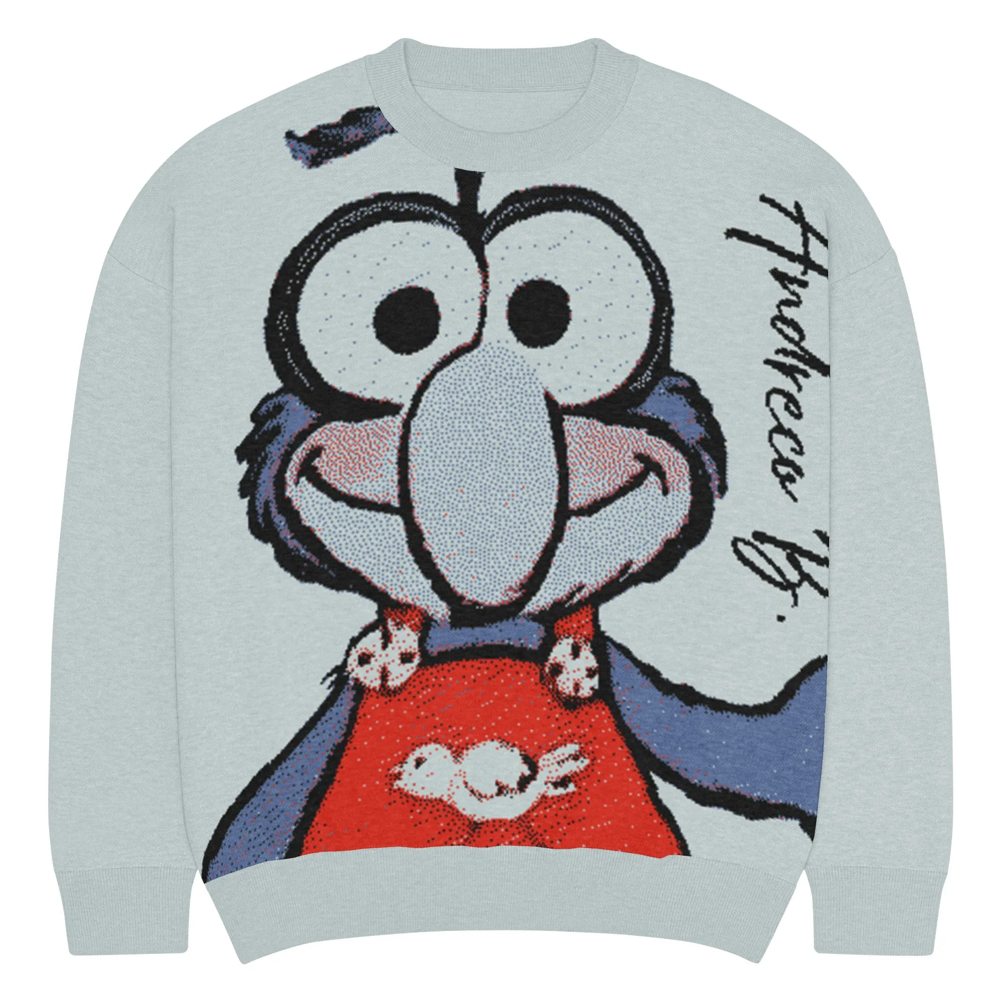 Andreco B. Relaxed fit knitted “Baby Gonzo”crew neck sweater