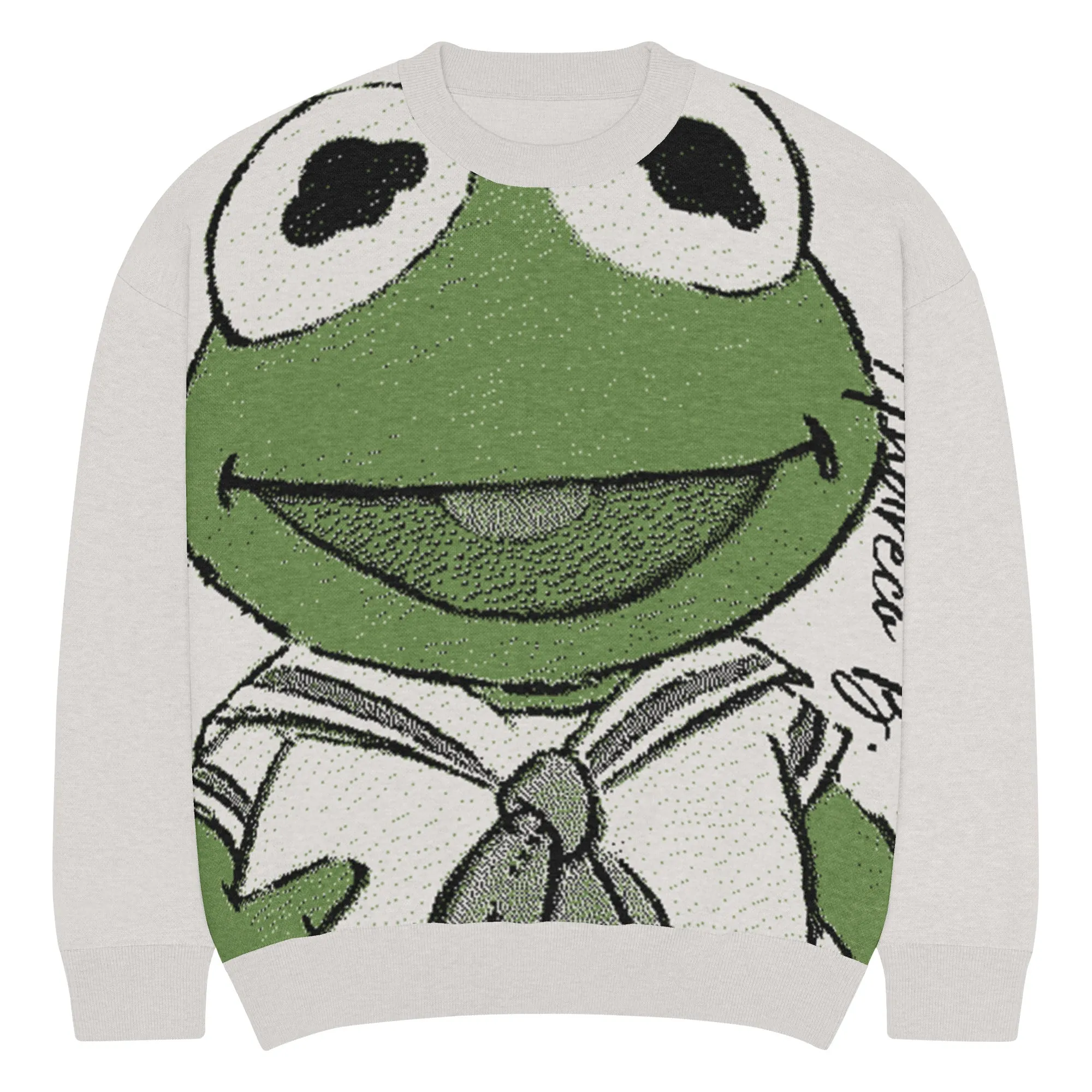 Andreco B. Relaxed fit knitted” Baby Kermit” crew neck sweater