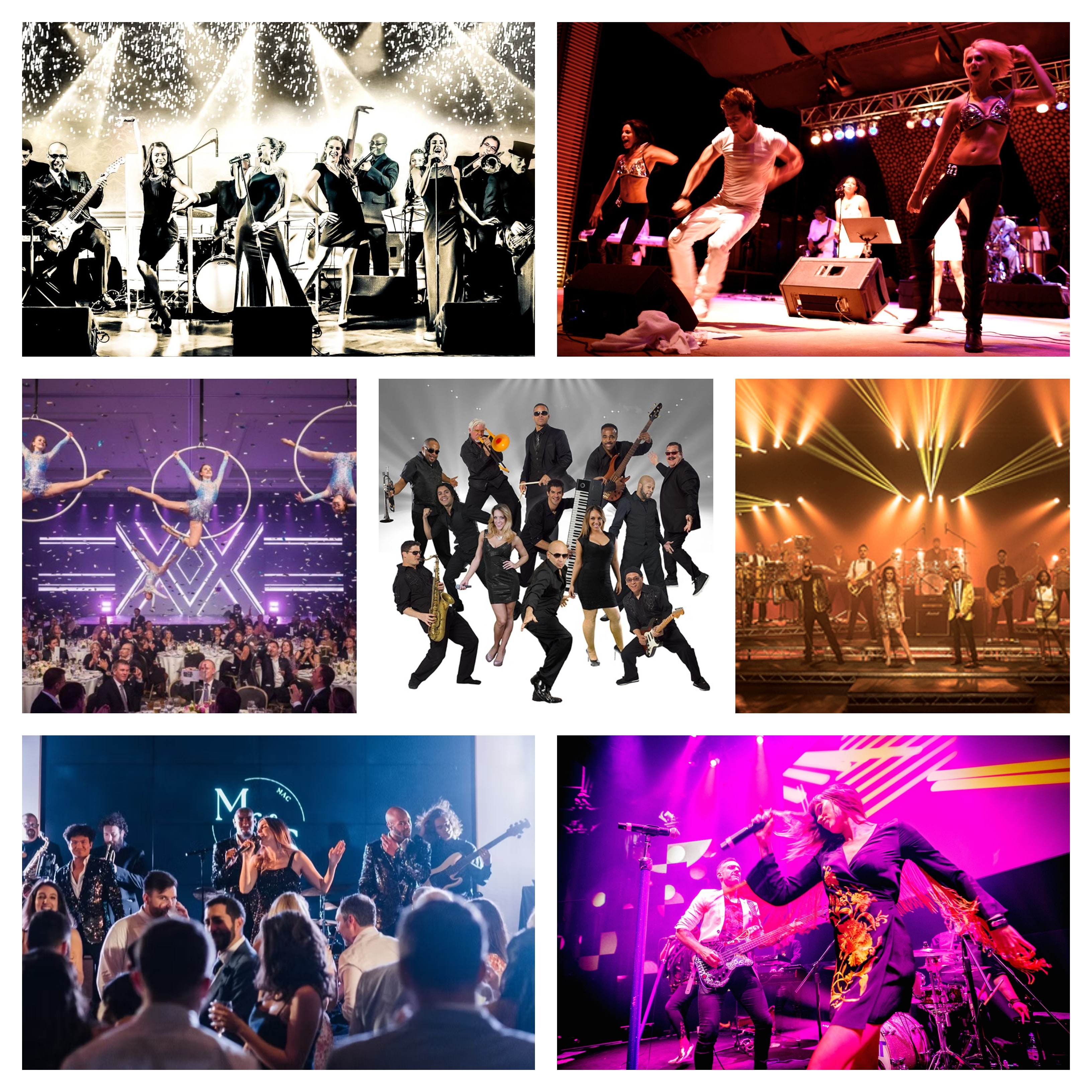 Show band performing for a corporate event audience