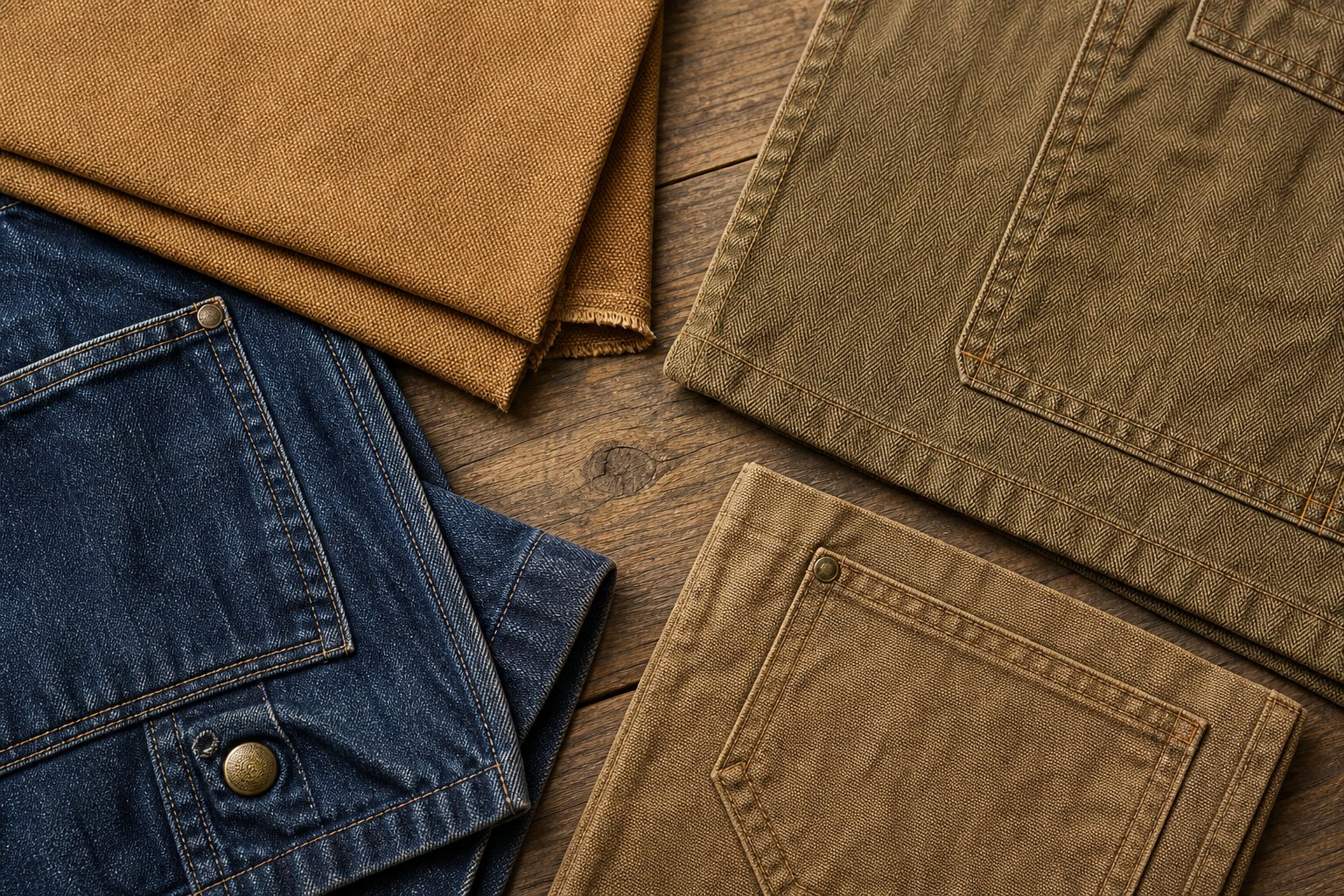 Denim, canvas and herringbone workwear fabrics