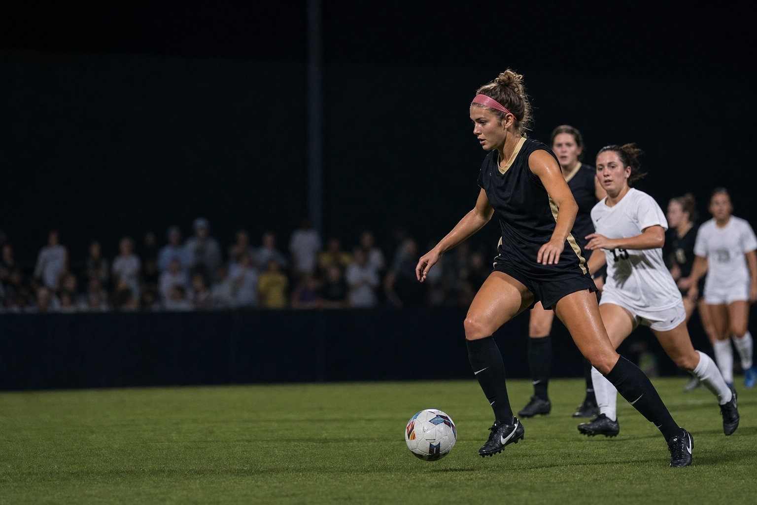 Women's soccer player in match action