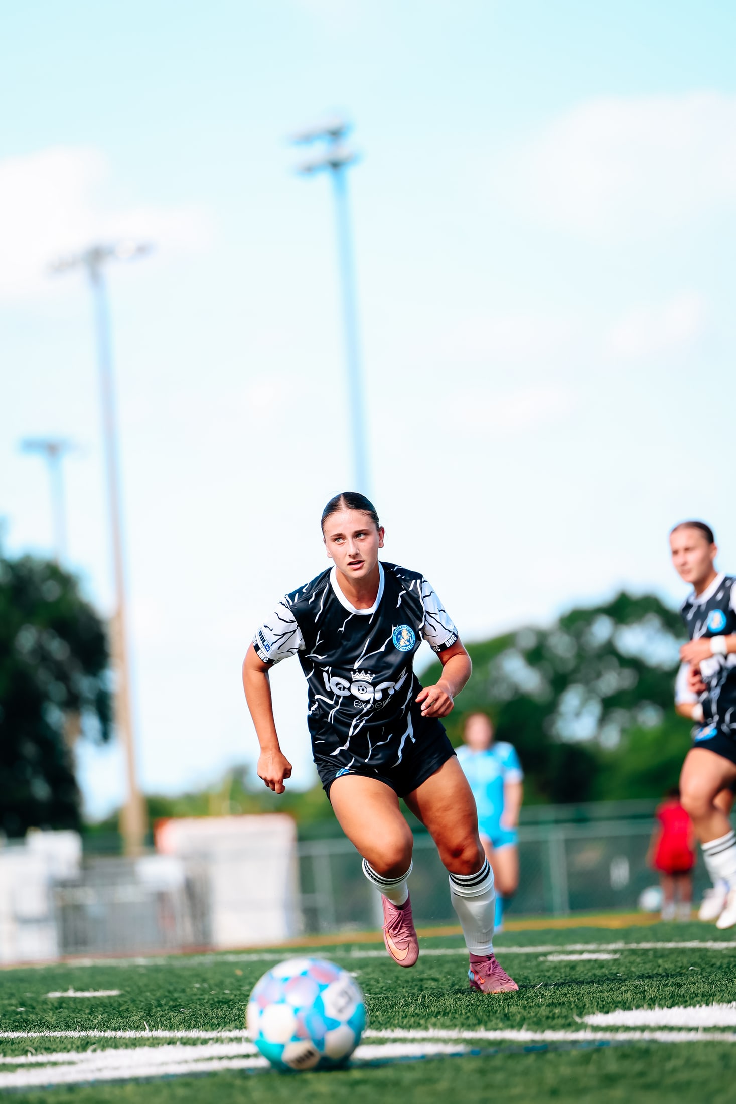 Soccer player working with the ball during training