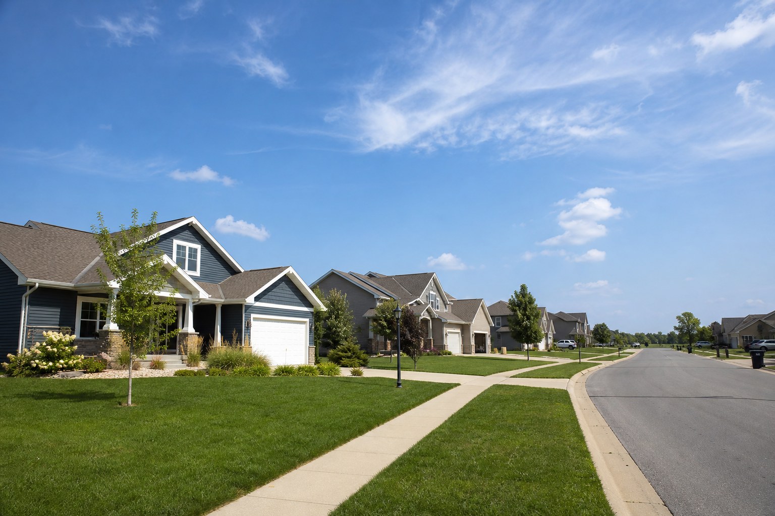 Grimes neighborhood with newer homes