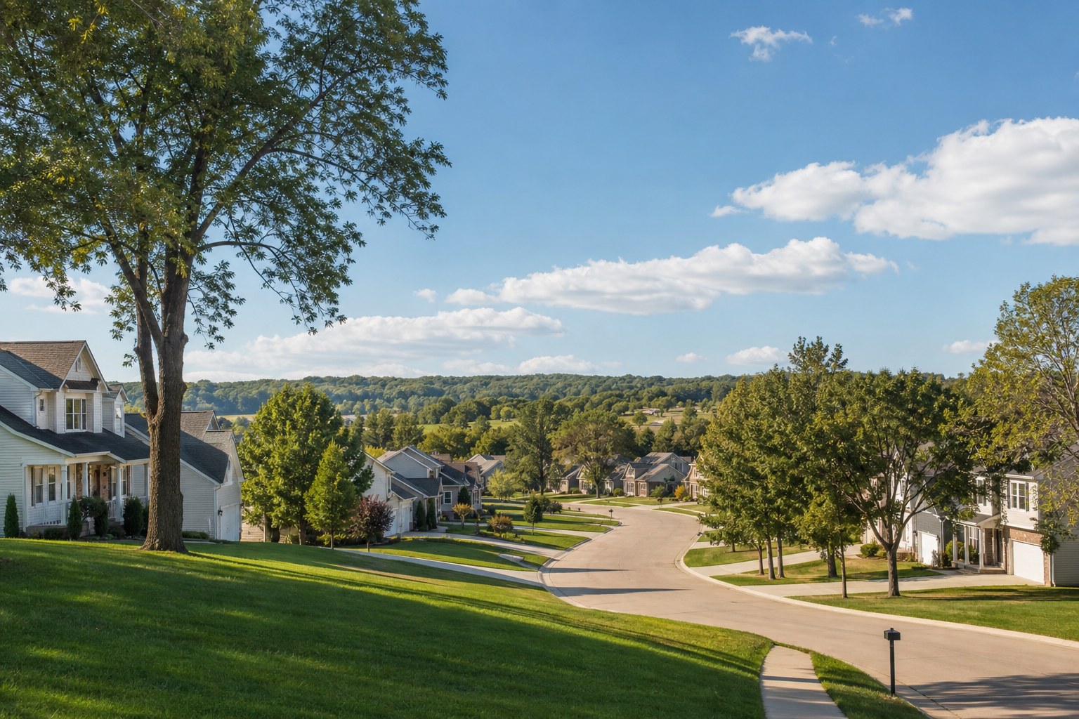 Pleasant Hill homes along a green hillside