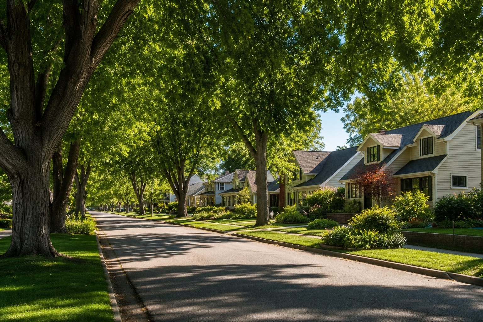 Tree-lined Urbandale residential street