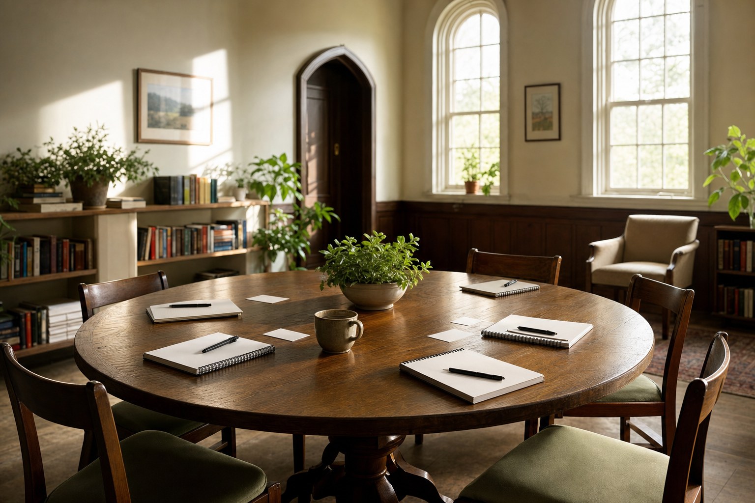 A round table prepared for a thoughtful congregational planning conversation